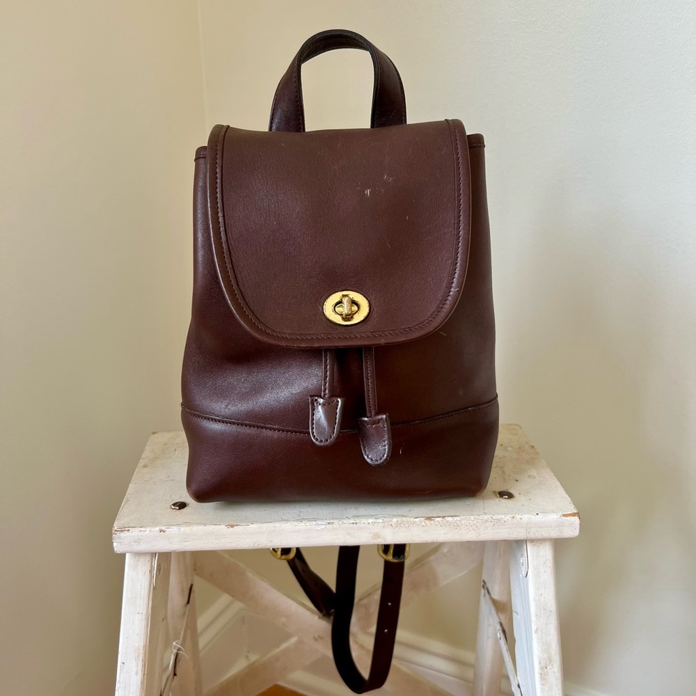 Vintage Coach dark brown leather backpack